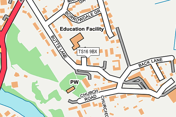 TS16 9BX map - OS OpenMap – Local (Ordnance Survey)