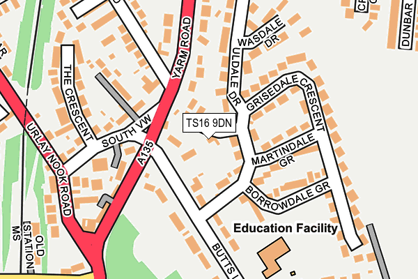 TS16 9DN map - OS OpenMap – Local (Ordnance Survey)