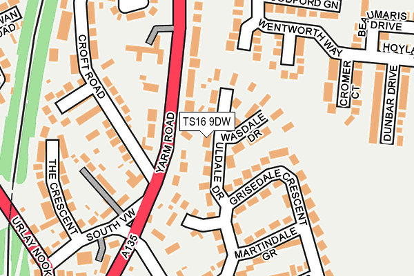 TS16 9DW map - OS OpenMap – Local (Ordnance Survey)