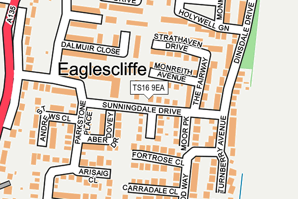 TS16 9EA map - OS OpenMap – Local (Ordnance Survey)