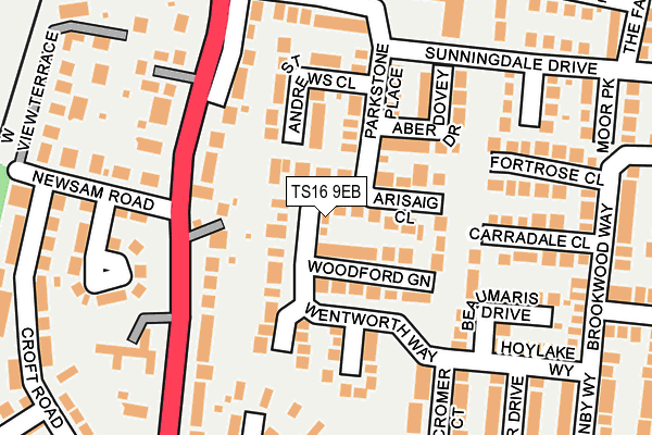 TS16 9EB map - OS OpenMap – Local (Ordnance Survey)