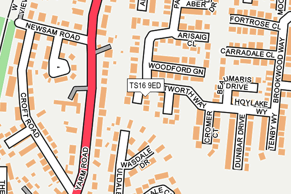 TS16 9ED map - OS OpenMap – Local (Ordnance Survey)