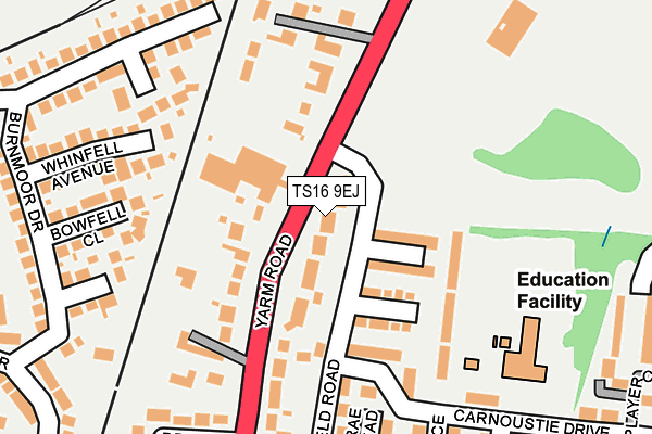 TS16 9EJ map - OS OpenMap – Local (Ordnance Survey)