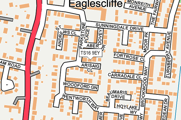 TS16 9EY map - OS OpenMap – Local (Ordnance Survey)