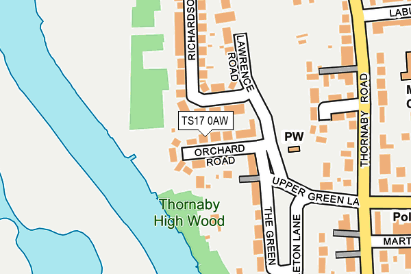 TS17 0AW map - OS OpenMap – Local (Ordnance Survey)