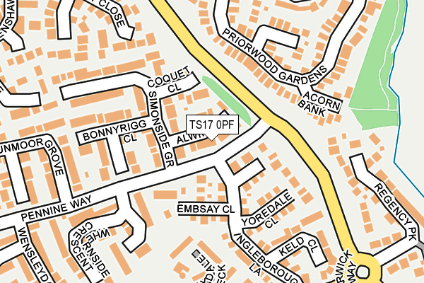 TS17 0PF map - OS OpenMap – Local (Ordnance Survey)