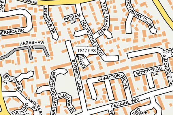 TS17 0PS map - OS OpenMap – Local (Ordnance Survey)