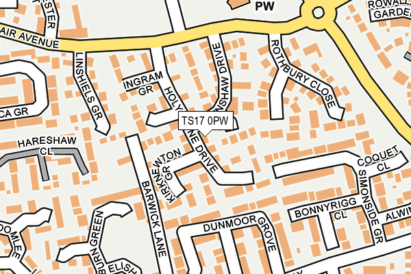 TS17 0PW map - OS OpenMap – Local (Ordnance Survey)