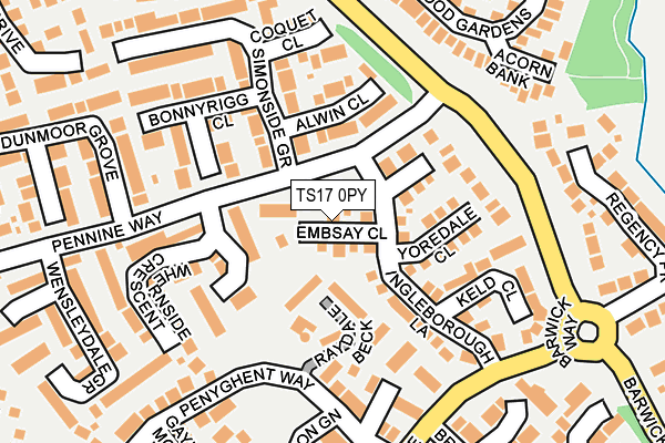 TS17 0PY map - OS OpenMap – Local (Ordnance Survey)