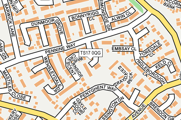 TS17 0QG map - OS OpenMap – Local (Ordnance Survey)