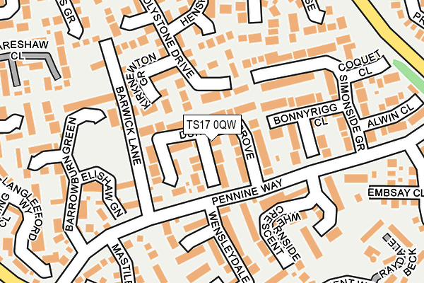 TS17 0QW map - OS OpenMap – Local (Ordnance Survey)