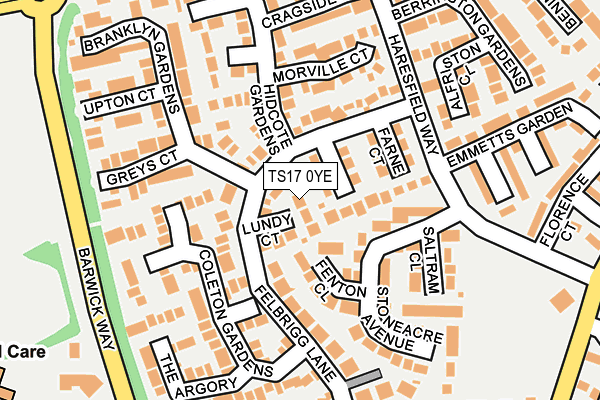 TS17 0YE map - OS OpenMap – Local (Ordnance Survey)