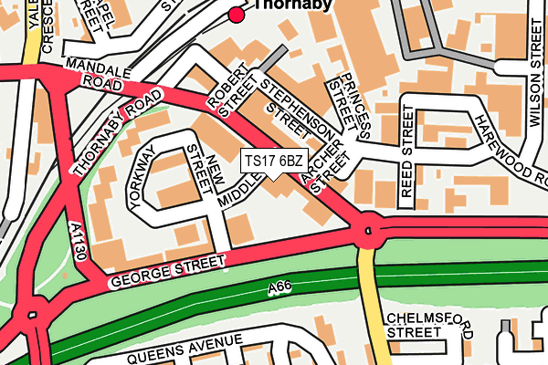 TS17 6BZ map - OS OpenMap – Local (Ordnance Survey)