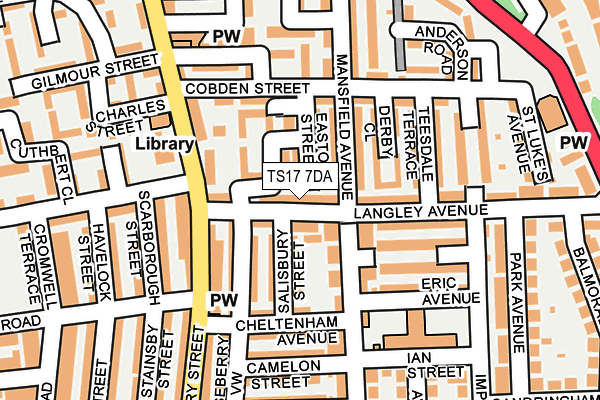 TS17 7DA map - OS OpenMap – Local (Ordnance Survey)