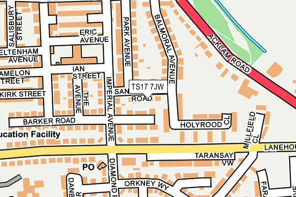 TS17 7JW map - OS OpenMap – Local (Ordnance Survey)