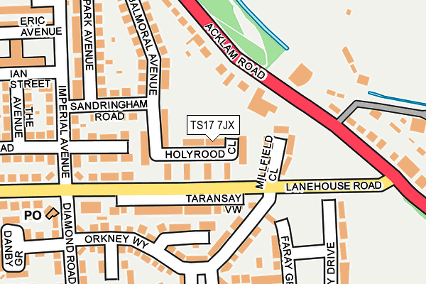 TS17 7JX map - OS OpenMap – Local (Ordnance Survey)