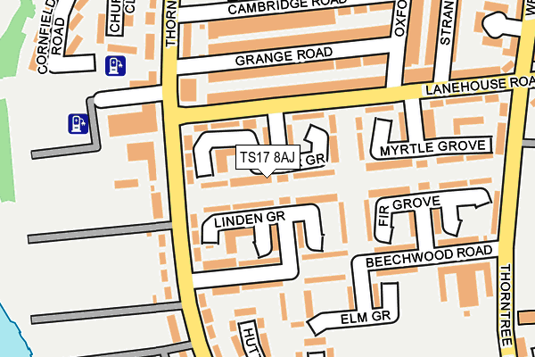 TS17 8AJ map - OS OpenMap – Local (Ordnance Survey)