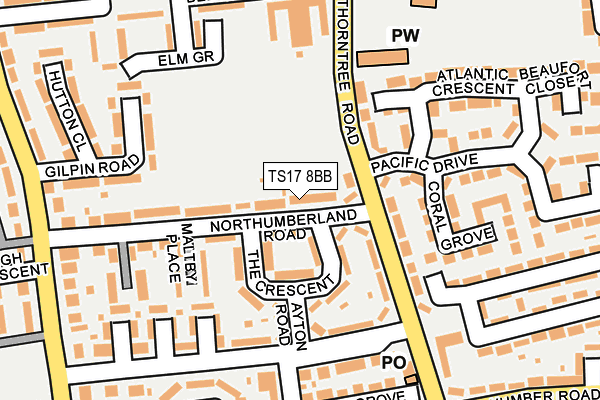TS17 8BB map - OS OpenMap – Local (Ordnance Survey)