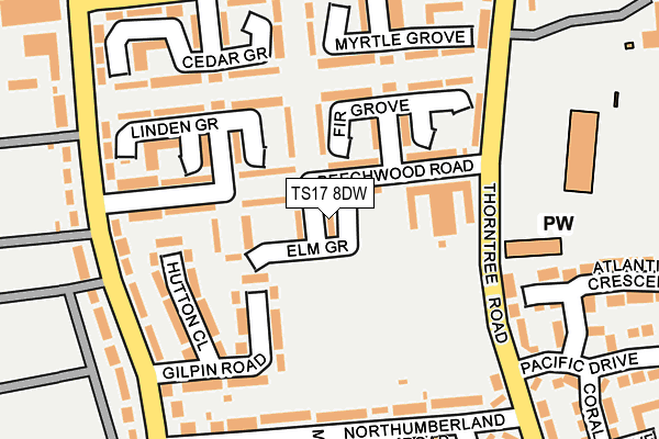 TS17 8DW map - OS OpenMap – Local (Ordnance Survey)