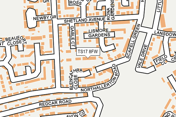 TS17 8FW map - OS OpenMap – Local (Ordnance Survey)