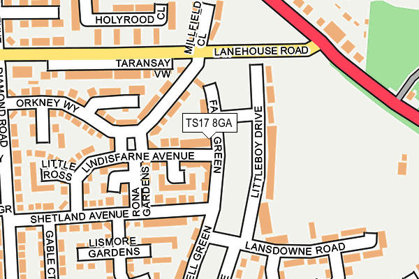 TS17 8GA map - OS OpenMap – Local (Ordnance Survey)