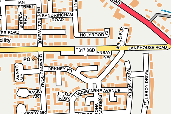 TS17 8GD map - OS OpenMap – Local (Ordnance Survey)