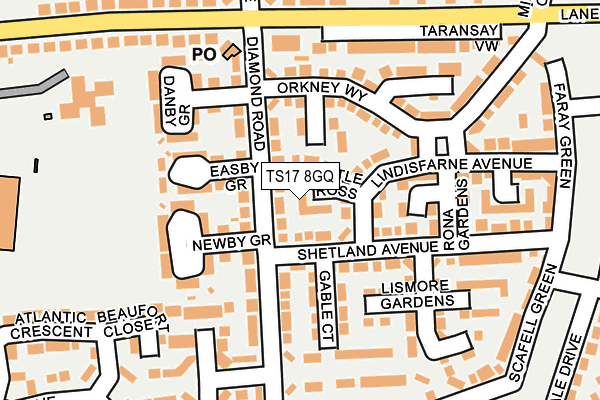 TS17 8GQ map - OS OpenMap – Local (Ordnance Survey)