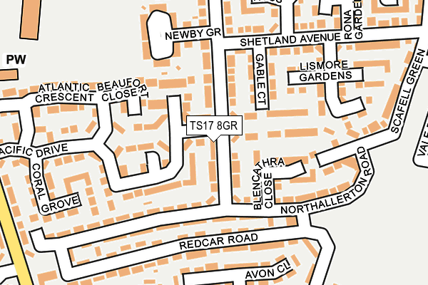 TS17 8GR map - OS OpenMap – Local (Ordnance Survey)