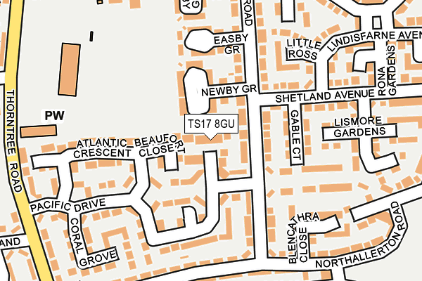 TS17 8GU map - OS OpenMap – Local (Ordnance Survey)