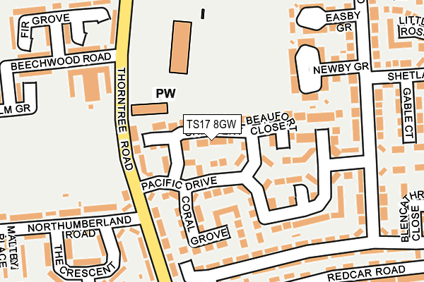TS17 8GW map - OS OpenMap – Local (Ordnance Survey)