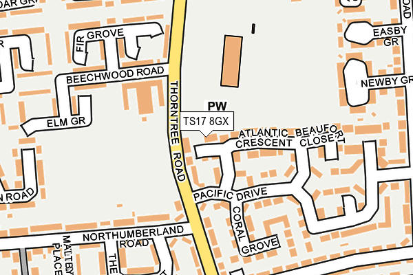 TS17 8GX map - OS OpenMap – Local (Ordnance Survey)