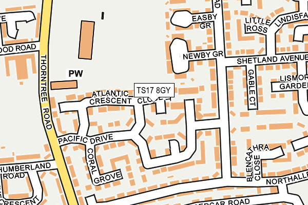 TS17 8GY map - OS OpenMap – Local (Ordnance Survey)