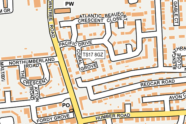 TS17 8GZ map - OS OpenMap – Local (Ordnance Survey)
