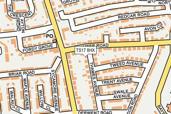 TS17 8HX map - OS OpenMap – Local (Ordnance Survey)