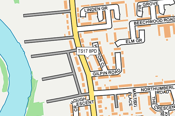 TS17 8PD map - OS OpenMap – Local (Ordnance Survey)