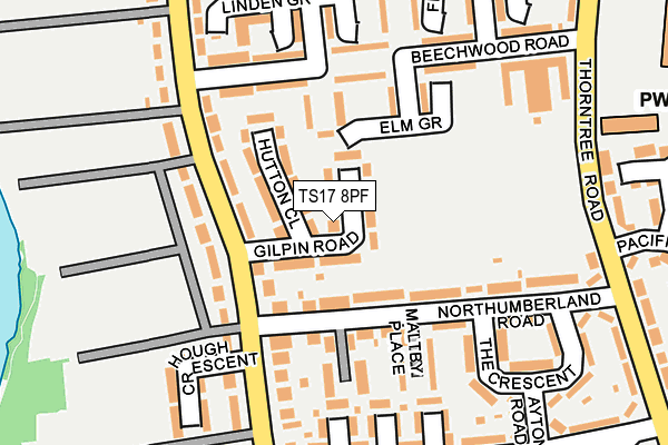 TS17 8PF map - OS OpenMap – Local (Ordnance Survey)