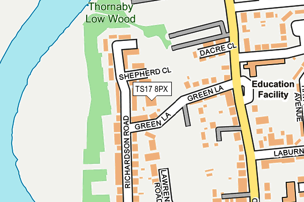 TS17 8PX map - OS OpenMap – Local (Ordnance Survey)
