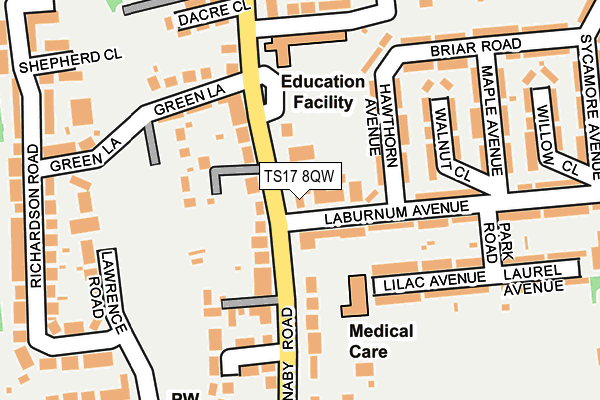 TS17 8QW map - OS OpenMap – Local (Ordnance Survey)