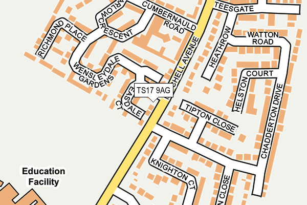 TS17 9AG map - OS OpenMap – Local (Ordnance Survey)