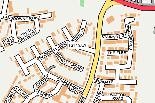 TS17 9AW map - OS OpenMap – Local (Ordnance Survey)