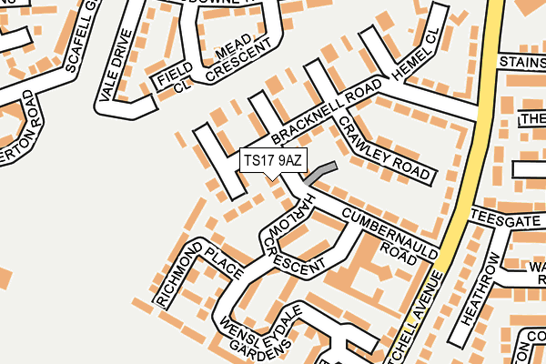 TS17 9AZ map - OS OpenMap – Local (Ordnance Survey)