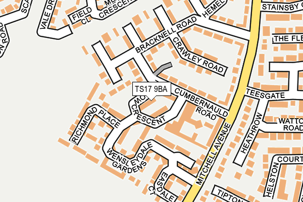 TS17 9BA map - OS OpenMap – Local (Ordnance Survey)