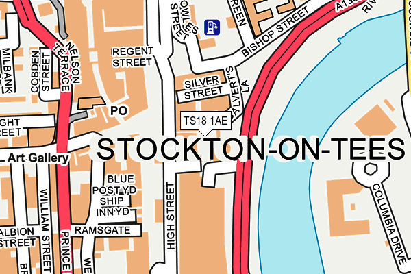 TS18 1AE map - OS OpenMap – Local (Ordnance Survey)