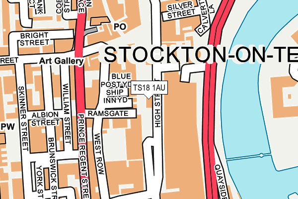 TS18 1AU map - OS OpenMap – Local (Ordnance Survey)