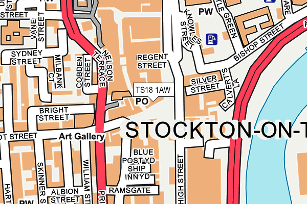 TS18 1AW map - OS OpenMap – Local (Ordnance Survey)