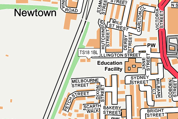 TS18 1BL map - OS OpenMap – Local (Ordnance Survey)