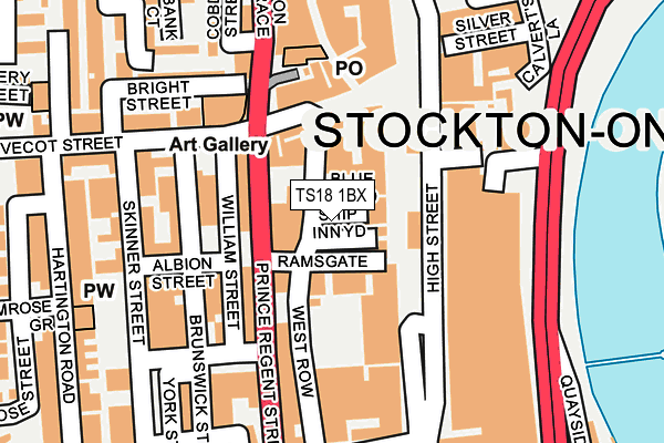 TS18 1BX map - OS OpenMap – Local (Ordnance Survey)