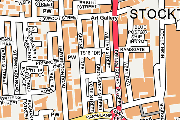 TS18 1DR map - OS OpenMap – Local (Ordnance Survey)