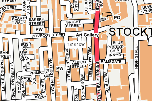 TS18 1DW map - OS OpenMap – Local (Ordnance Survey)