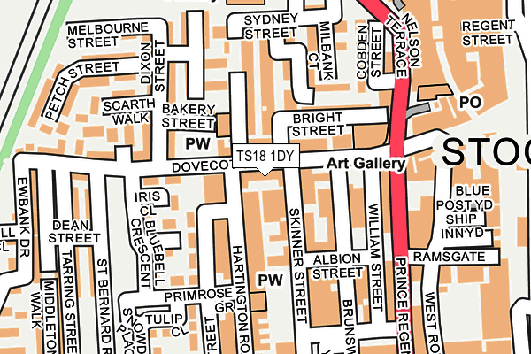 TS18 1DY map - OS OpenMap – Local (Ordnance Survey)